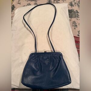 Antique Elegant Blue Leather Shoulder Bag